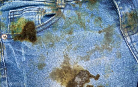 Oil and grease stains on a jeans